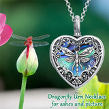 Sterling Silver Personalized Photo Engraved Abalone Shell Butterfly Dragonfly Urn Necklace for Ashes