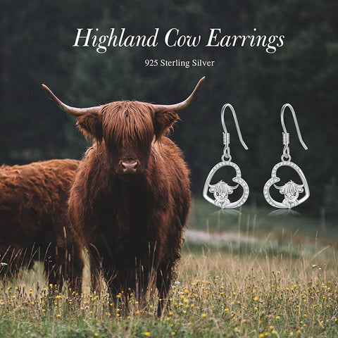 Sterling Silver Highland Cow Dangle Earring