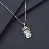 Sterling Silver  Virgin Mary Saint Florian Saint Jude Saint Michael Saint Benedict Amulet Protection Pendant Necklace