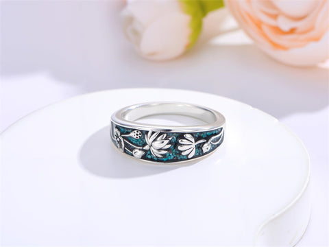 Sterling Silver Turquoise  Dragonfly Hummingbird Turtle Butterfly Mountain Celtic Knot Lotus Ring  Gifts for Women