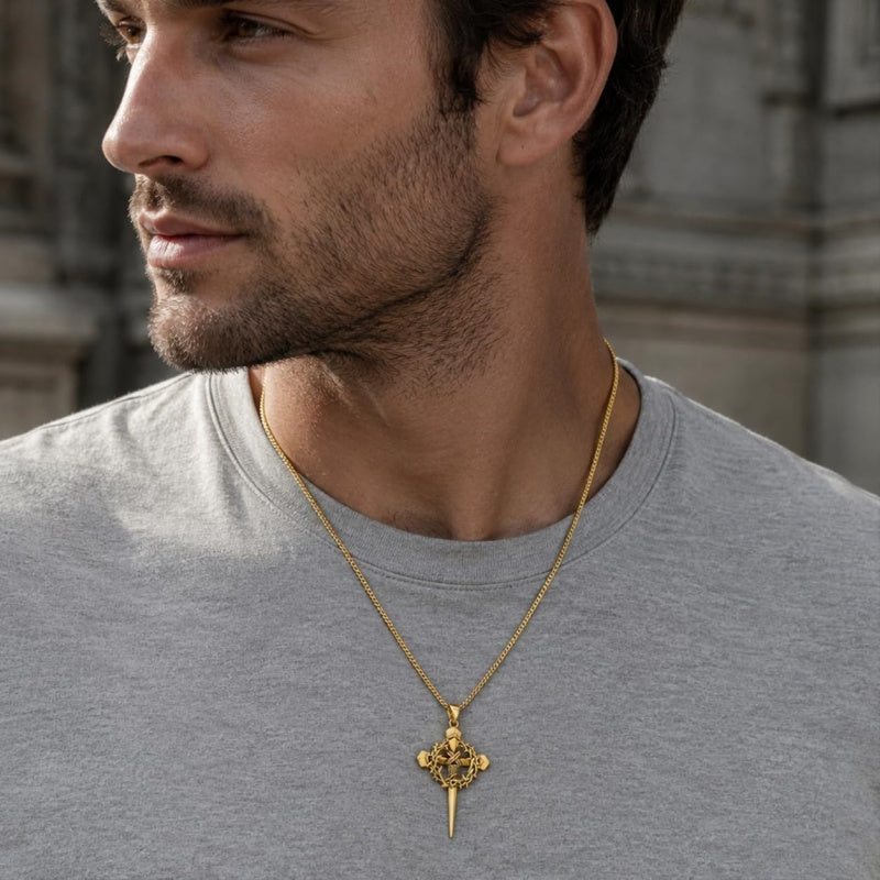 Crown of Thorns Religious Nail Cross Pendant Necklace
