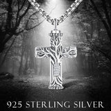 925 Sterling Silver Tree of Life Cremation Jewelry  Urn Necklace for Ashes for Men with 2.5mm 22"+2" Rolo Chain