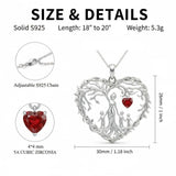 Sterling Silver Heart Pendant Birthstone Tree of Life Mother Child Family Necklace