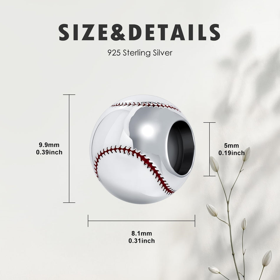 Sterling Silver Volleyball Baseball Basketball Football Soccer Sport Charm Beads