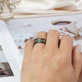 Sterling Silver Personalized Engraved Moss Agate Ring Wedding Rings for Men