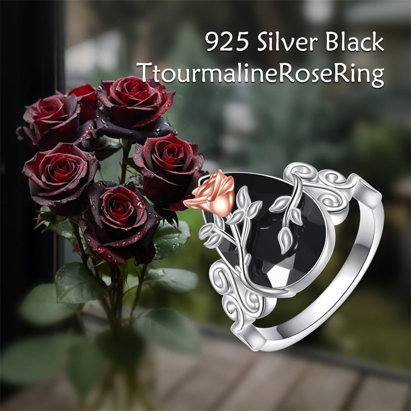 Sterling Silver Vintage Flower Rose Flower Tree Tree of Life Ring for Women