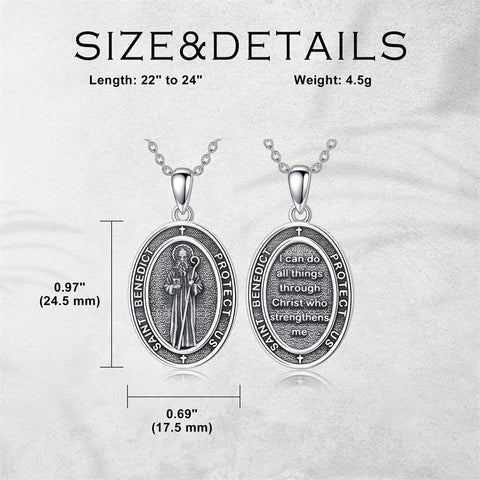 Sterling Silver St Anthony Francis Joseph Peregrine Raphael Sebastian Medal  Protection Pendant Necklace