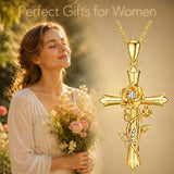 14K Gold Plated Cross Pendant Necklace Faith Jewelry Gift for Women