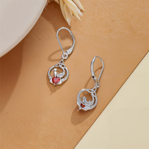 Sterling Silver Heart-Shaped Cubic Zircon Otter Cow Raccoon Leverback Earrings