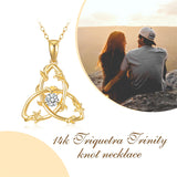 14K Gold Triquetra Trinity Knot Pendant Necklace