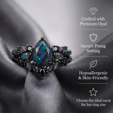 Sterling Silver 10K  14K  18K  Gold Personalized Engraved Black Opal Engagement Wedding Promise Ring for Her