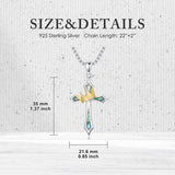 Sterling Silver Cross with Crown Pendant Necklace Religion Jewelry for Birthday Anniversary Day Christmas