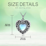 Sterling Silver Moonstone Turquoise Moss Agate Heart Shaped Urn Necklace for Ashes
