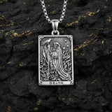 Sterling Silver Tarot Card Pendant  Necklace for Men Gothic Amulet Jewelry