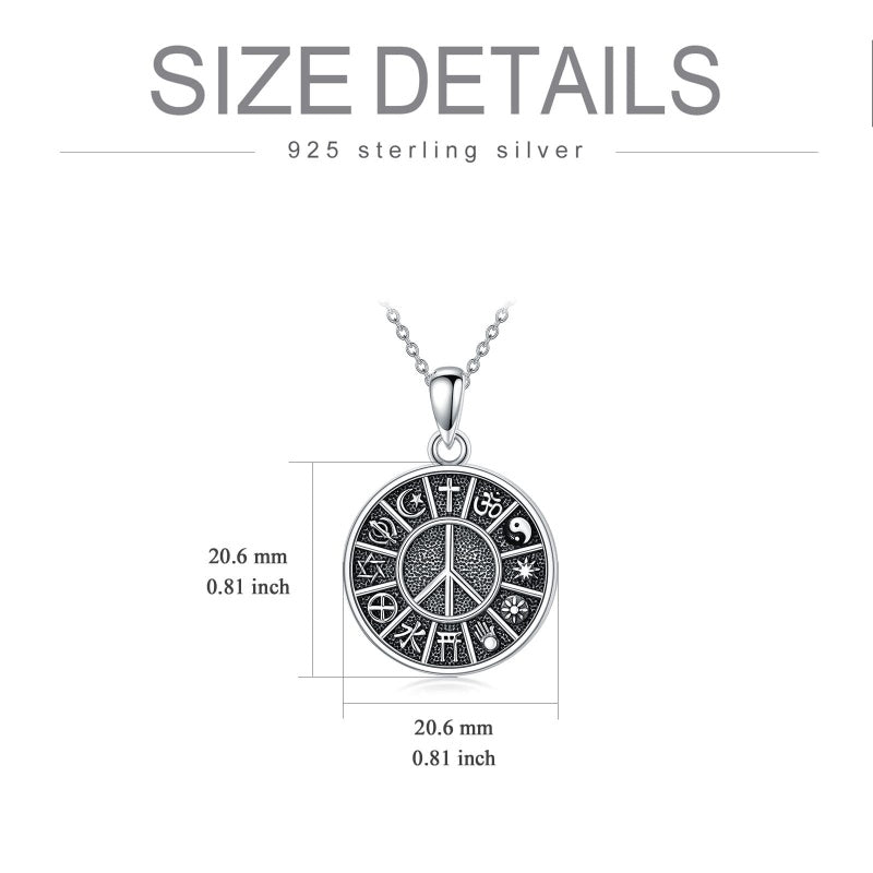 Sterling Silver Peace Sign Coexist Peace Symbol Pirate Tree of Life Thor's Hammer Wolf Raven Viking Series Necklace