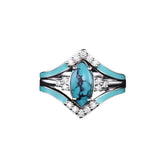Sterling Silver 10K 14K 18K Gold Turquoise Engagement  Wedding Ring Set for Women