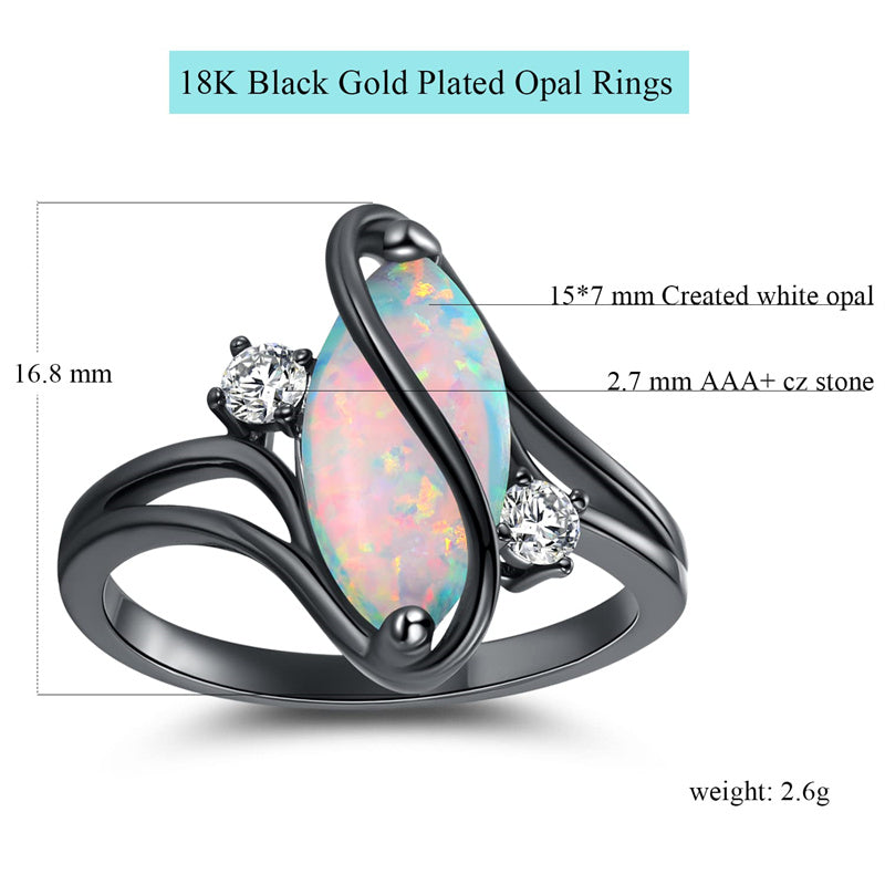 Copper Created Opal Amethyst Rainbow CZ Marquise Ring for Women