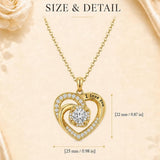 14K Gold Plated  Birthstone Heart Pendant  Necklace for Women Engraved with  I Love You