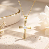 Minimalist Cross Pendant Necklace 14K Gold Plated for Women Faith Jewelry Religious Gifts