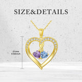 10K 14K 18K Solid Gold Personalized Engraved 1-4 Birthstone Heart Necklaces for Women