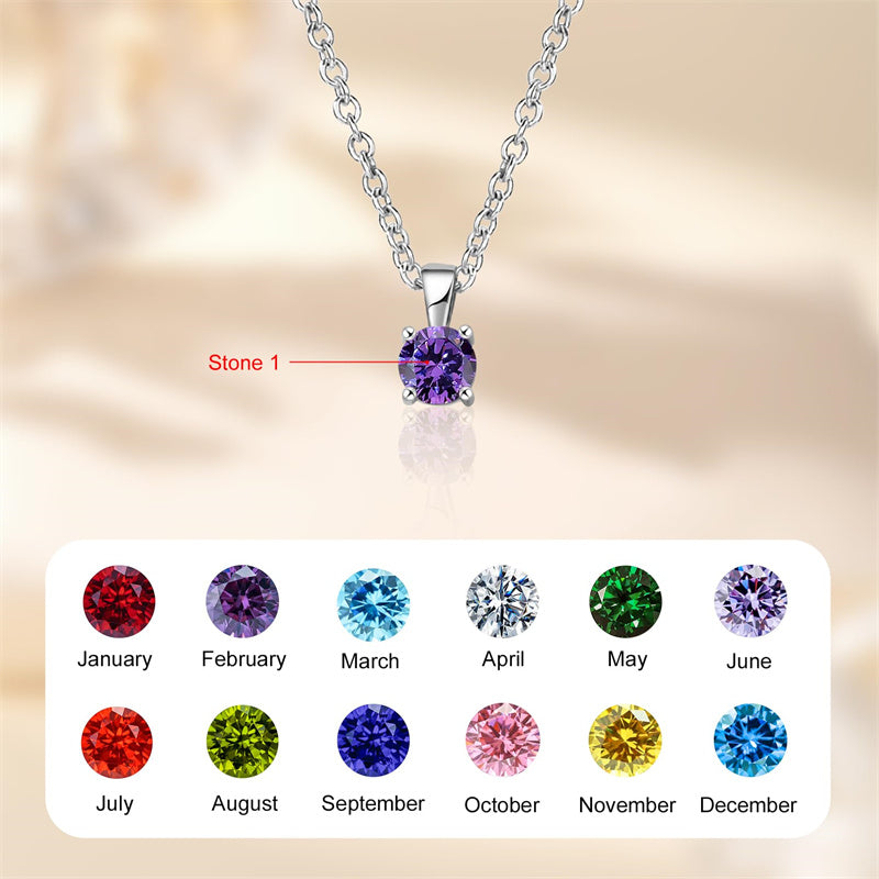 Copper Sterling Silver Personalized Simulated 1-6 Birthstones Family Pendant Necklace