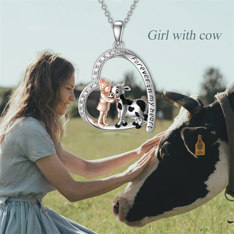 Sterling Silver Cow Pendant Necklace