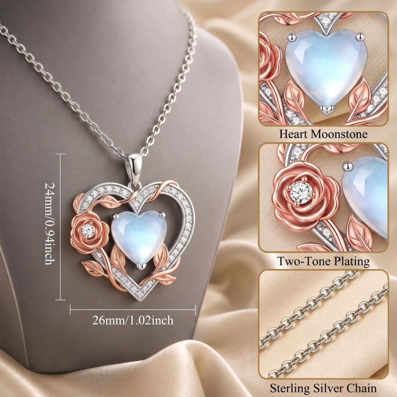 Sterling Silver Teardrop Gemstone Rose Butterfly Infinity Heart Necklace for Women