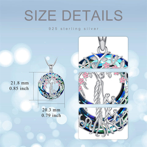 Sterling Silver Crystal Tree of Life Family Pendant Necklace for 1 to 5 Children