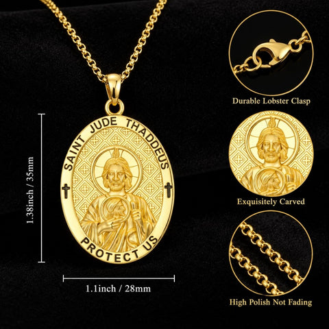 Patron Saint Medal Gold Plated Catholic Pendant Christian Religious Necklace Amulet Jewelry