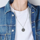 Sterling Silver Amulet Medal  St Sebastian Saint Christopher Viking Deer Pendant Necklace