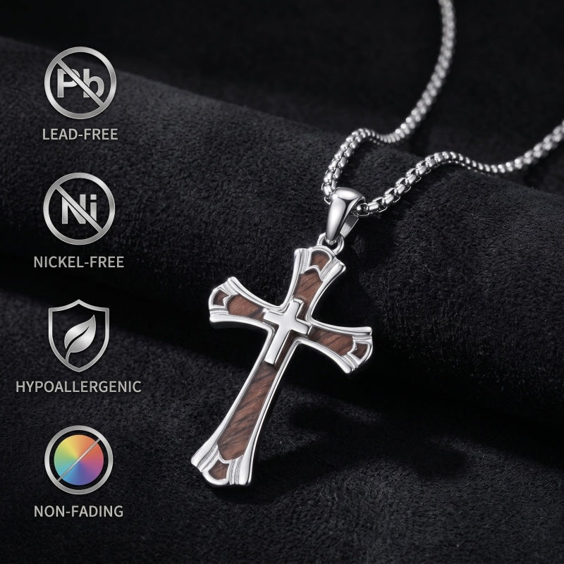14K Gold Plated Cross Pendant Necklace Protection Jewelry Religious Gift