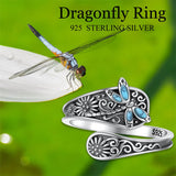 Sterling Silver Dragonfly Ring Butterfly Ring Hummingbird Spoon Ring Oxidized Animal Adjustable Ring for Women