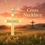 10K 14K 18K Gold Cross Pendant Necklace Religious Jewelry Gifts for Men and Women