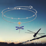 925 Sterling Silver Birthstone Dragonfly Anklet Butterfly Anklet Irish Celtic Jewelry for Women