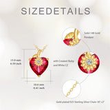 10K 14K 18K Yellow Gold Heart Birthstone Sunflower Pendant Necklace