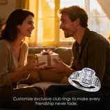 Sterling Silver Customized  Pattern  Engraved Class Ring for Men