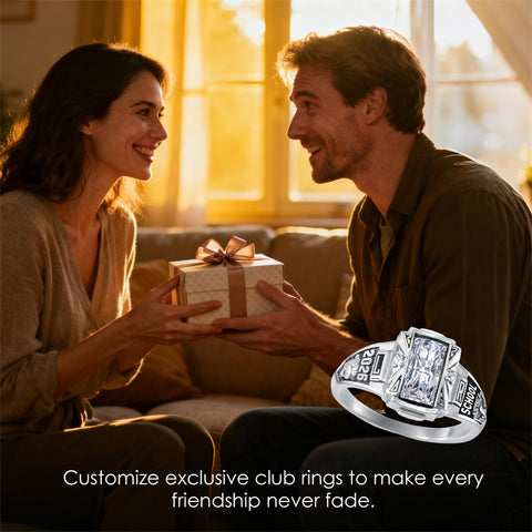 Sterling Silver Customized  Pattern  Engraved Class Ring for Men