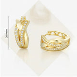 14K Gold Plated Cubic Zirconia X-shaped Thick Small Hoop Earring