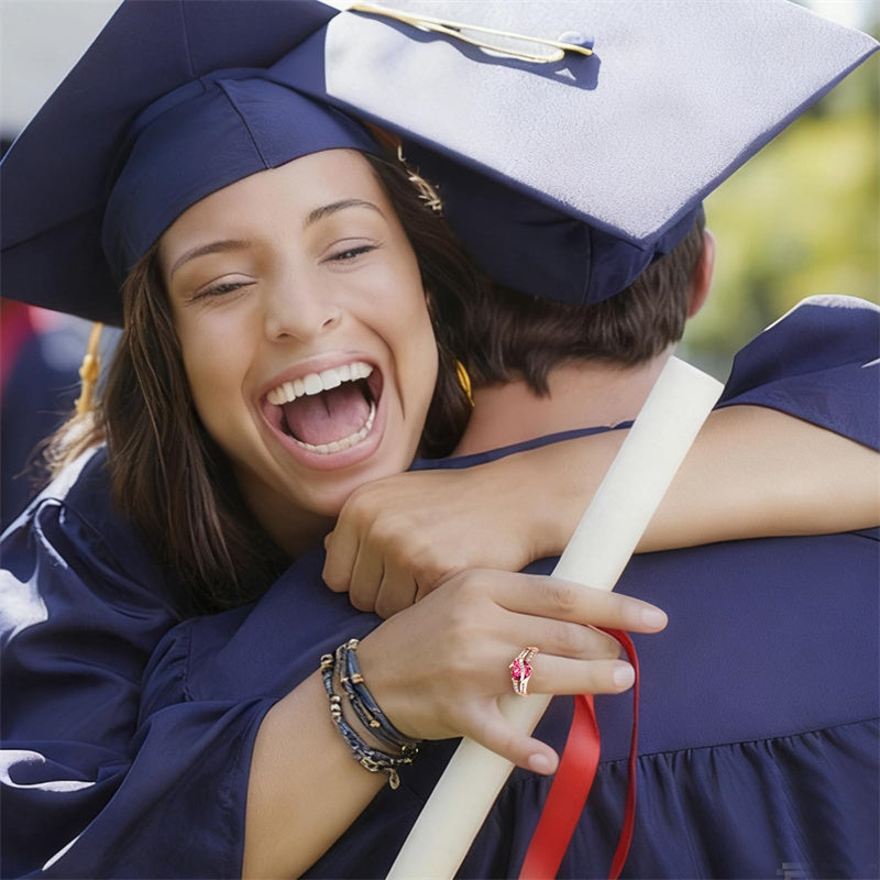 Copper Custom Birthstone Engraved Class Ring Graduation Ring for Her