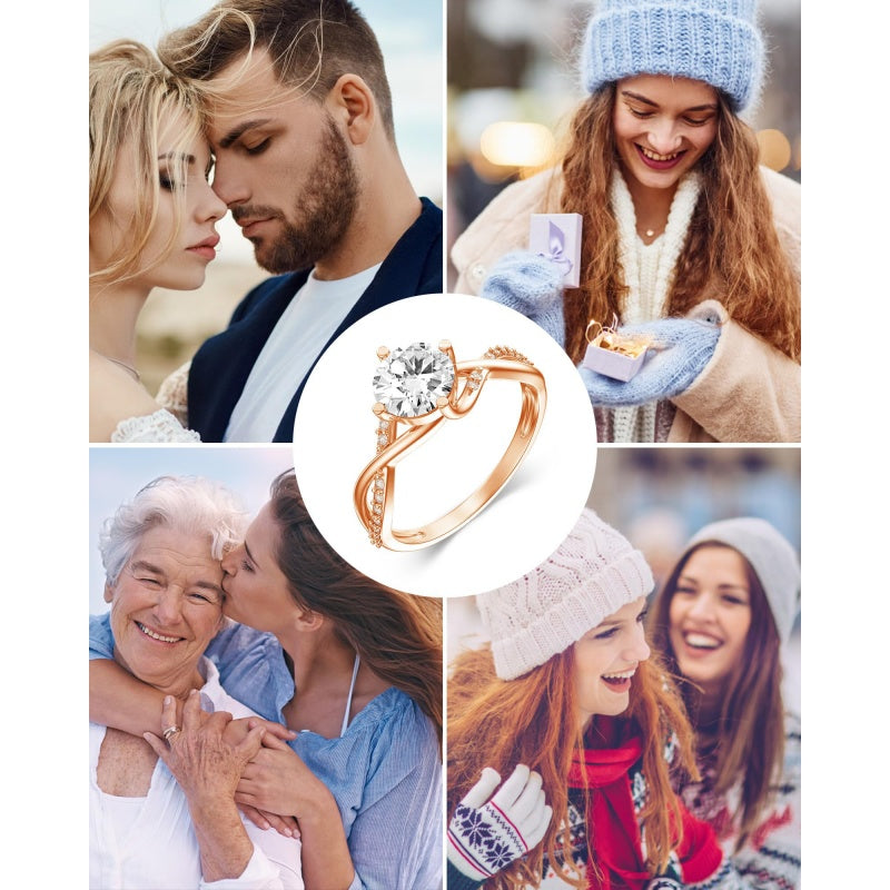 Sterling Silver 10K 14K 18K Gold Personalized Engraved 1-3 Carat Round Moissanite   Anniversary  Engagement Ring