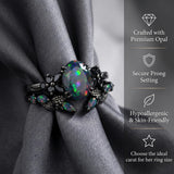 Sterling Silver 10K  14K  18K  Gold Personalized Engraved Black Opal Engagement Wedding Promise Ring for Her