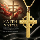 14K Gold Plated Cross Pendant Necklace Religious Confirmation Jewelry