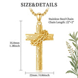 14K Gold Plated Cross Pendant Necklace for Men Religious Jewelry Christian Gift