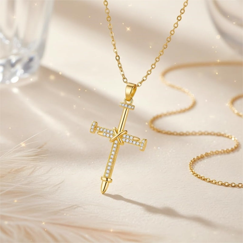 14K Gold Plated Cross Infinity  Pendant Necklace  for Women