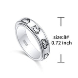 Sterling Silver Cat Pet Paw Turtle Bunny Cross faith heart Stress Relieving Spinner Ring