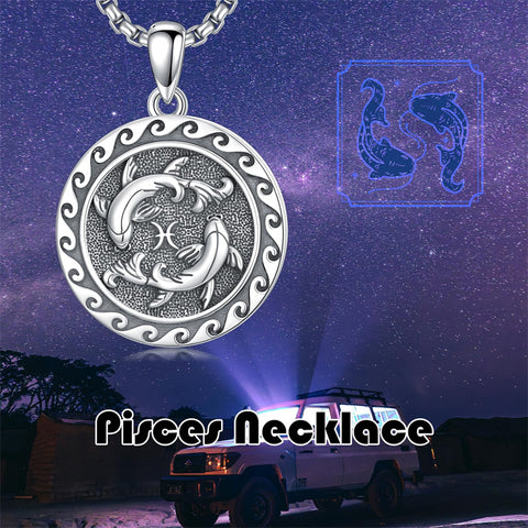 Sterling Silver 12 Zodiac Astrology Horoscope Pendant Necklace