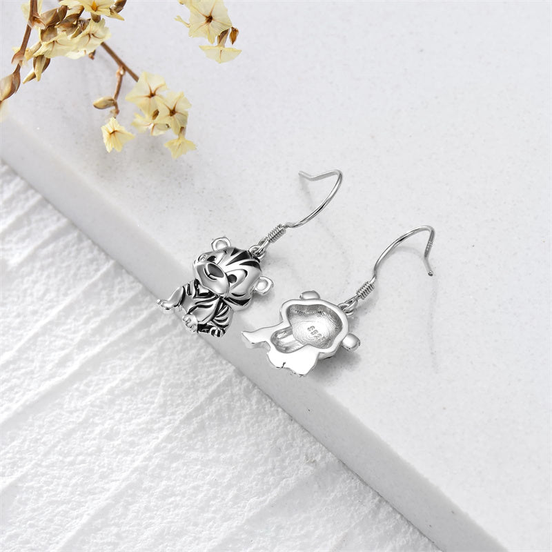 Sterling Silver Tiger Red Panda Elephant  Red Cardinal Dangle Earrings
