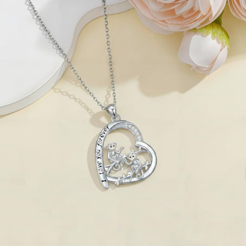 Sterling Silver Mother Daughter Squirrel Monkey Butterfly Bee Owl Necklace Engraved I Love You Forever