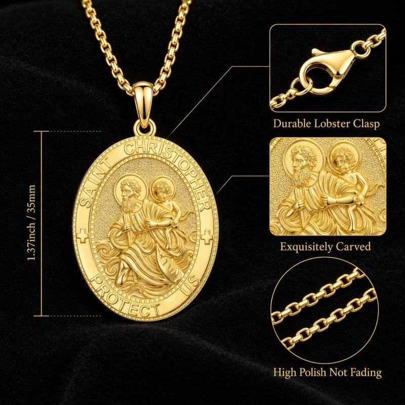 Patron Saint Medal Gold Plated Catholic Pendant Christian Religious Necklace Amulet Jewelry