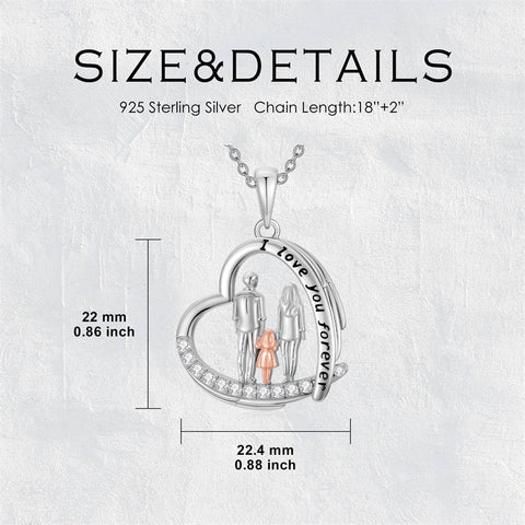Sterling Silver Mother Daughter Father Daughter Sister Pendant Necklace Family Jewelry for Christmas Mother's Day